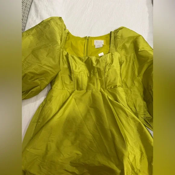 Anthropologie BHLDN Sage Balloon Puff Sleeve Fit & Flare Mini Dress - Picture 4 of 7